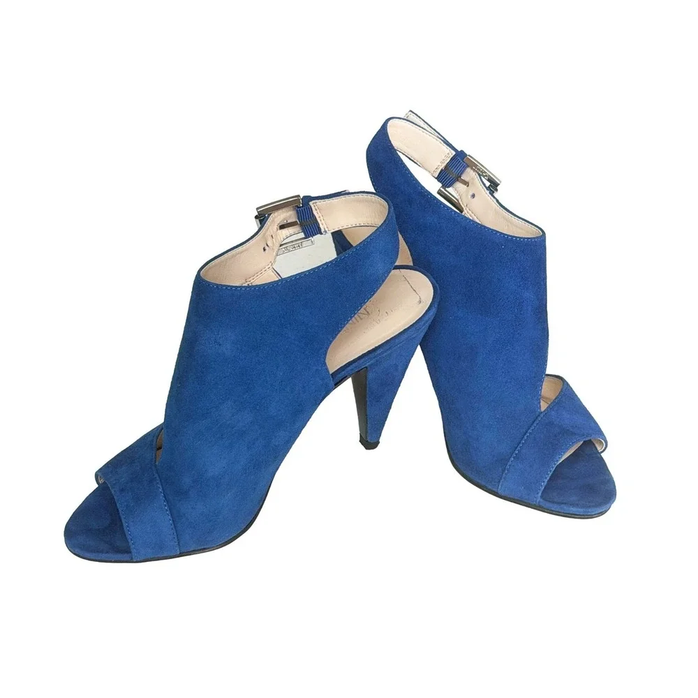 Blue Suede Nine West Shape Up Heels Size 7M Peep Toe Stiletto